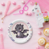 Whimsical Elegant Dragon Baby shower Papieren Bordje (Feest)