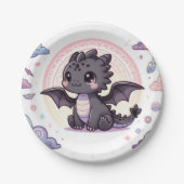 Whimsical Elegant Dragon Baby shower Papieren Bordje (Voorkant)