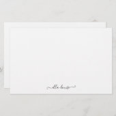 Whimsical Elegant Feminine Black Script Name Briefpapier (Voorkant / Achterkant)