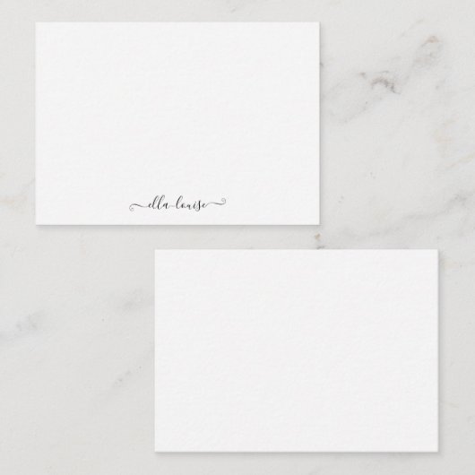 Whimsical Elegant Feminine Black Script Name Notitiekaartje (Voorkant / Achterkant)