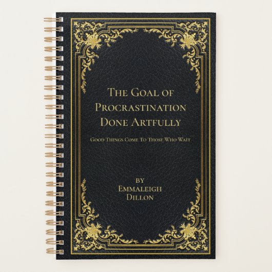 Whimsical  Elegant Goud & Zwart Boek Hoesje Planner (Voorkant)