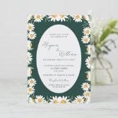 Whimsical Elegant Green Floral Border Wedding  Kaart (Staand voorkant)
