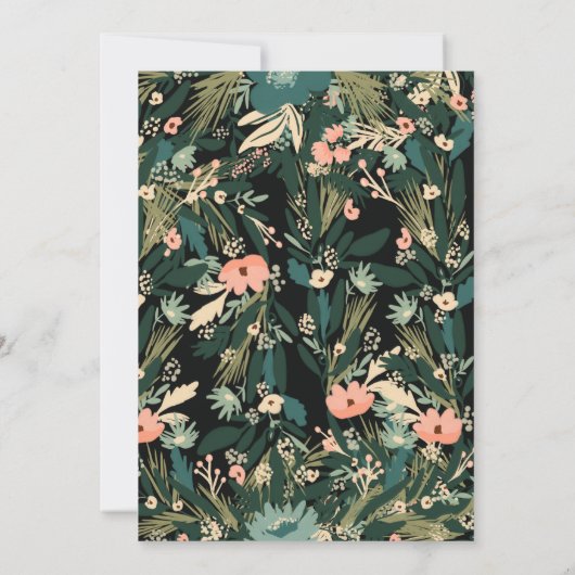 Whimsical Elegant Groen Roze Bloemen Baby shower Kaart (Achterkant)