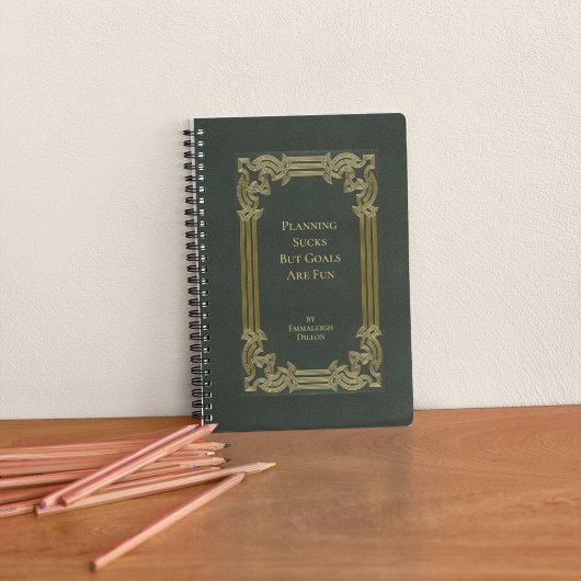 Whimsical  Elegant Olive Green Book Hoesje Planner