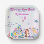 Whimsical Elegant Onder het Zee Zeemeermin Plein Papieren Bordje (Voorkant)