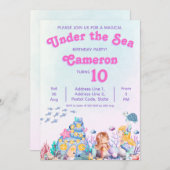 Whimsical Elegant Onder het Zee Zeemeermin Verjaar Kaart (Voorkant / Achterkant)