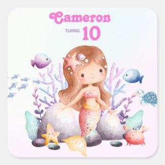 Whimsical Elegant Onder het Zee Zeemeermin Vierkante Sticker