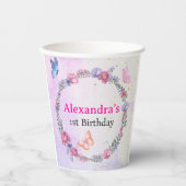 Whimsical Elegant Paarse Roze Vlinder Bloem Papieren Bekers (Voorkant)