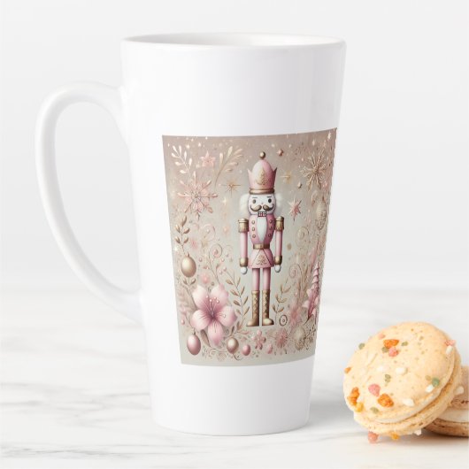 Whimsical Elegant Pink and Gold Pastel Nutcracker Latte Mok (In situ)