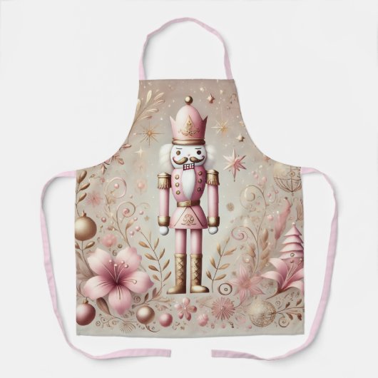 Whimsical Elegant Pink and Gold Pastel Nutcracker  Schort (Voorkant)