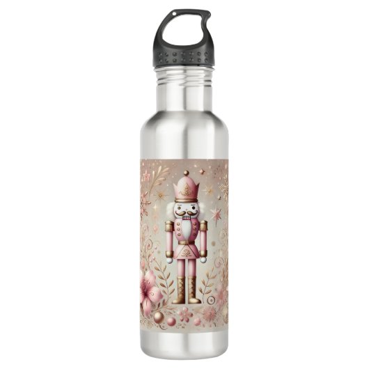 Whimsical Elegant Pink and Gold Pastel Nutcracker Waterfles (Voorkant)