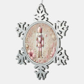 Whimsical Elegant Pink & Gold Pastel Nutcracker Tin Sneeuwvlok Ornament (Rechts)