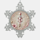 Whimsical Elegant Pink & Gold Pastel Nutcracker Tin Sneeuwvlok Ornament (Voorkant)