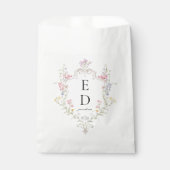 Whimsical Elegant Rococo Floral Crest Monogram Bedankzakje (Voorkant)