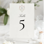 Whimsical Elegant Rococo Floral Crest Monogram Kaart<br><div class="desc">Whimsical Elegant Rococo Floral Crest Monogram Table Number</div>