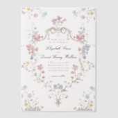 Whimsical Elegant Rococo Floral Crest Wedding Vellum Uitnodigingen (Voorkant)