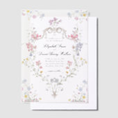 Whimsical Elegant Rococo Floral Crest Wedding Vellum Uitnodigingen (Offset)