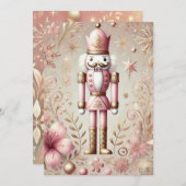 Whimsical Elegant Roze en Gouden Pastel Notenkrake Feestdagenkaart (Voorkant / Achterkant)