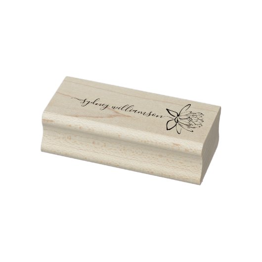 Whimsical Elegant Script Aangepaste Naam Lotus Blo Rubberstempel (Stempel)