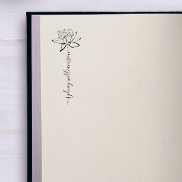 Whimsical Elegant Script Aangepaste Naam Lotus Blo Rubberstempel
