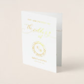 Whimsical Elegant Script Monogram Weddenschap Folie Kaarten (Voorkant)