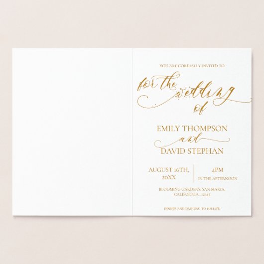 Whimsical Elegant Script Monogram Weddenschap Folie Kaarten (Binnen)