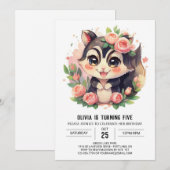 Whimsical Elegant Skunk Verjaardag Kaart (Voorkant / Achterkant)