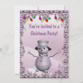 Whimsical, Elegant Snowman Roze Kerstfeest Kaart (Voorkant)