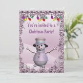 Whimsical, Elegant Snowman Roze Kerstfeest Kaart (Staand voorkant)