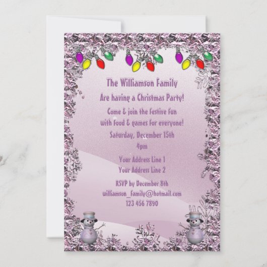 Whimsical, Elegant Snowman Roze Kerstfeest Kaart (Achterkant)