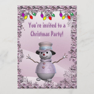Whimsical, Elegant Snowman Roze Kerstfeest Kaart
