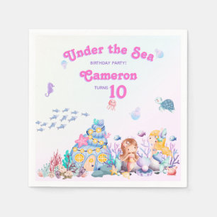 Whimsical Elegant Sweet Onder het Zee Zeemeermin Servet