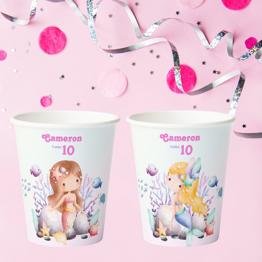 Whimsical Elegant Under the Sea Mermaid Papieren Bekers