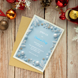 Whimsical Elegant Wit & Blauw Kerstmis Kaart