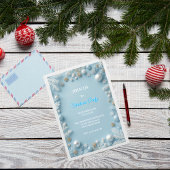 Whimsical Elegant Wit & Blauw Kerstmis Kaart