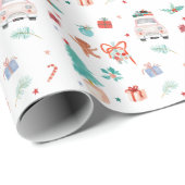 Whimsical Elegante Kerst bleke kleuren Cadeaupapier (Rol Hoek)