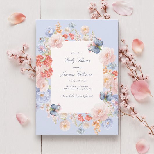 Whimsical elegante pastel Floral Baby shower Kaart