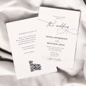 Whimsical Elegante QR-code Witte Ivoren Bruiloft Kaart