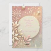 Whimsical Elegante Roze en Gouden Pastel Notenkrak Feestdagenkaart (Achterkant)