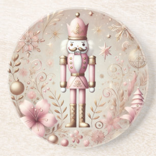 Whimsical Elegante Roze en Gouden Pastel Notenkrak Zandsteen Onderzetter