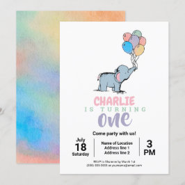 Whimsical Elephant and Balloons verjaardagsuitnodi Kaart