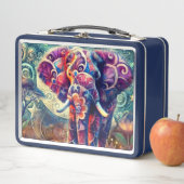 Whimsical Elephant at Night Blue Paarse Sterren Ma (In situ)