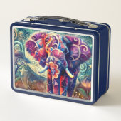 Whimsical Elephant at Night Blue Paarse Sterren Ma (Achterkant)