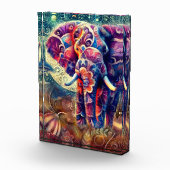 Whimsical Elephant at Night Blue Paarse Sterren Ma Fotoblokken (Rechts)