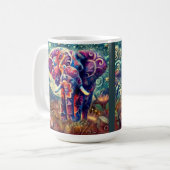 Whimsical Elephant at Night Blue Paarse Sterren Ma Koffiemok (Voorkant links)