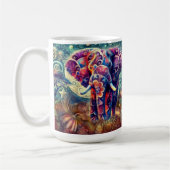 Whimsical Elephant at Night Blue Paarse Sterren Ma Koffiemok (Links)