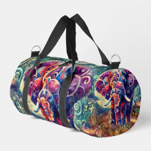 Whimsical Elephant at Night Blue Paarse Sterren Ma Plunjezak