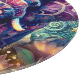 Whimsical Elephant at Night Blue Paarse Sterren Ma Snijplank (Hoek)