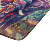 Whimsical Elephant at Night Blue Paarse Sterren Ma Snijplank (Hoek)