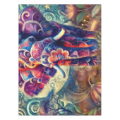 Whimsical Elephant at Night Blue Paarse Sterren Ma Tafelkleed (Voorkant)